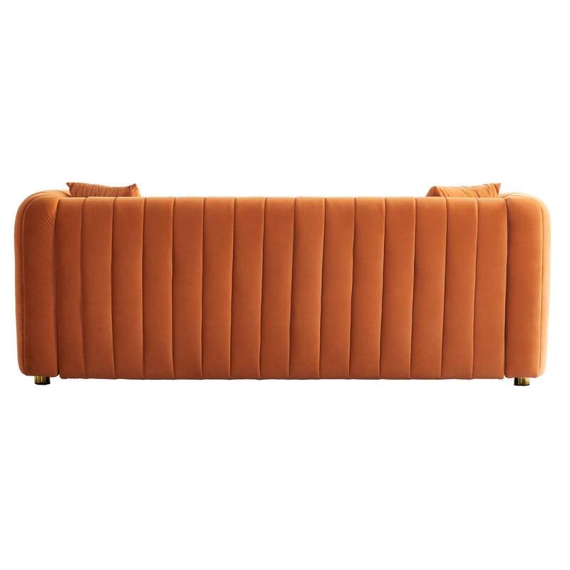 Modern Velvet Upholstered Couch,3 Seater Sofa with Vertical Stripes