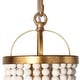 preview thumbnail 15 of 21, Alisar Mid-century Modern Mini Boho Kitchen Island Pendant with Distressed White Wood Beads