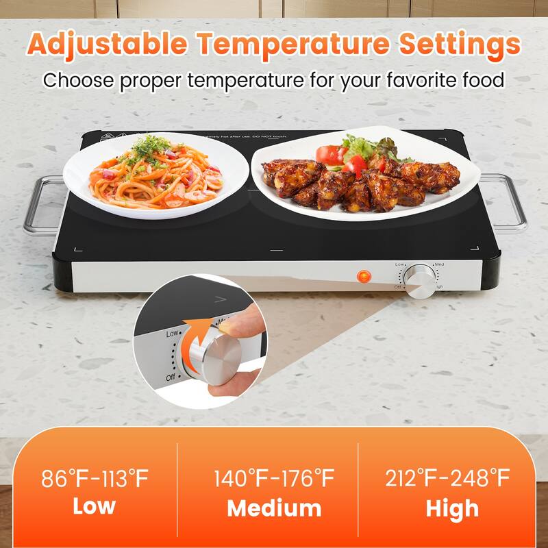 Electric Warming Tray Food Warmer with Adjustable Temperature Control - Multi