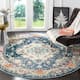 SAFAVIEH Monaco Lillie Boho Medallion Distressed Area Rug - 12' x 12' Round - Navy/Light Blue