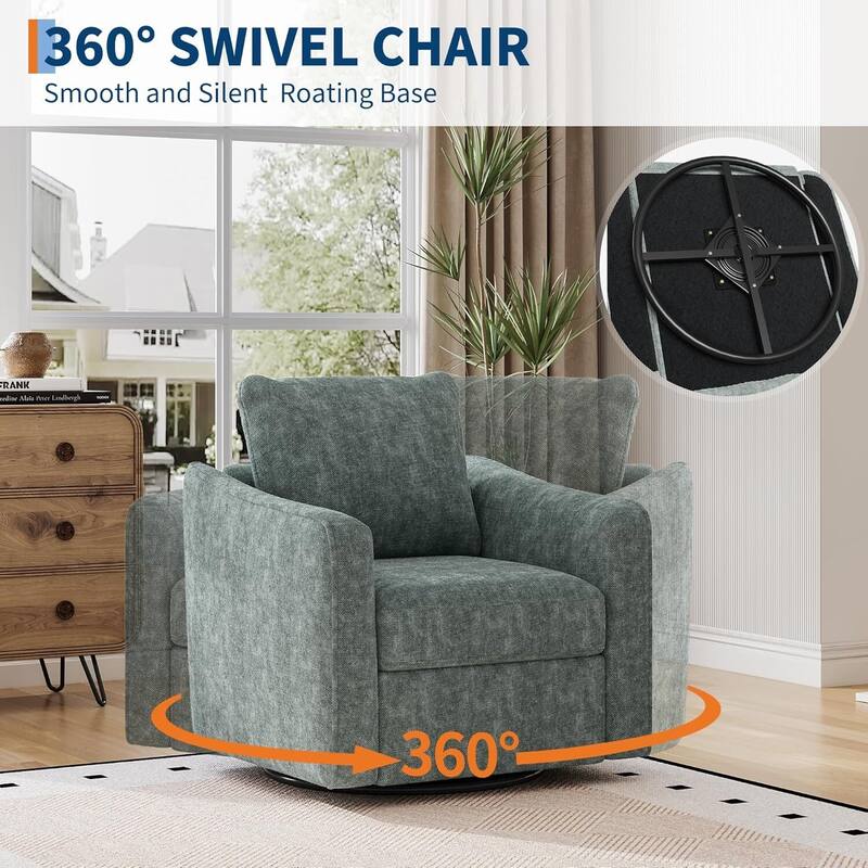 360° Swivel Upholstered Accent Sofa Chair for Living Room, Bedroom, Office, Nursery