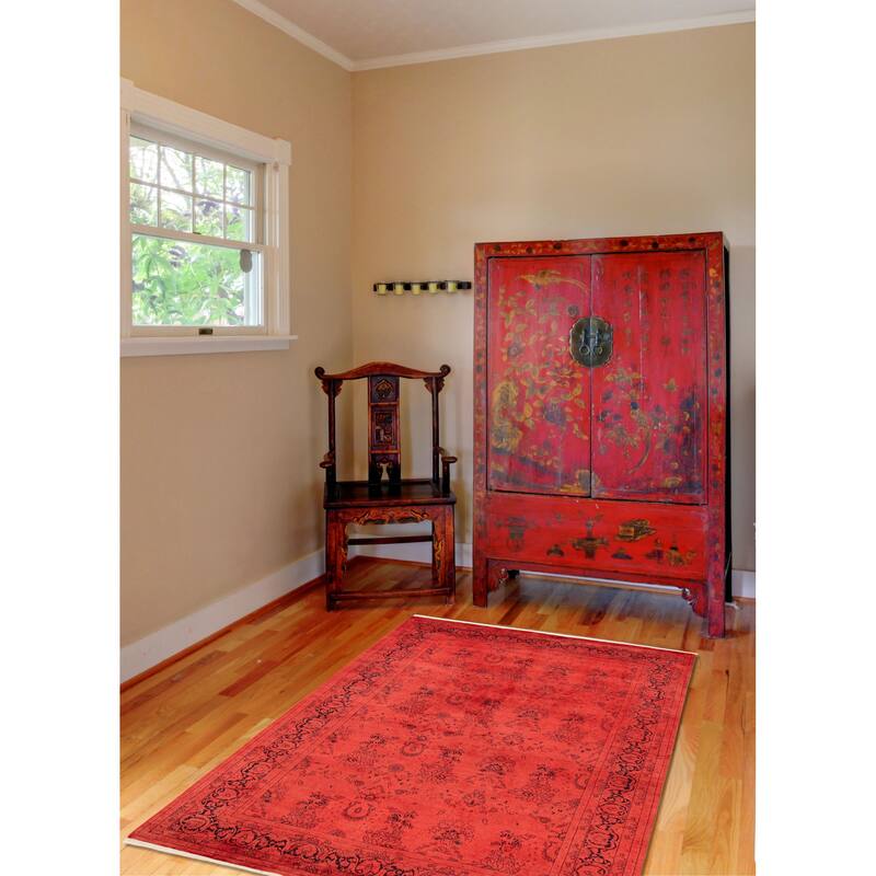 ECARPETGALLERY Hand-knotted Vibrance Light Red Wool Rug - 6'1 x 8'10