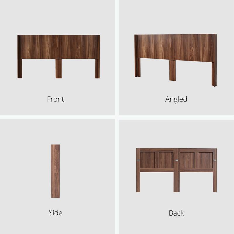 Modern Farmhouse Wood Headboard King Size 80.2 in Wide Wall Mounted Fluted Panel Wingback