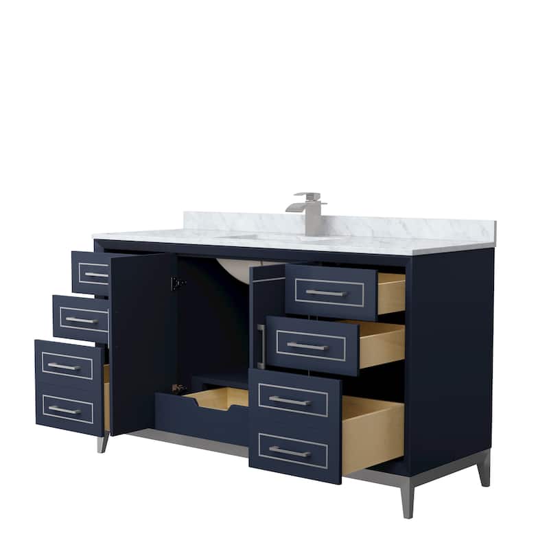 Marlena 60-Inch Single Vanity Set, Carrara Marble Top