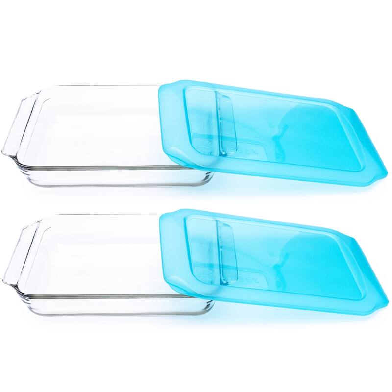 Libbey Bakers Premium 9x13 Rectangle Glass Baking Dish Set of 2 with Lids