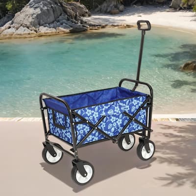 Colorful Foldable Wagon w/ Straps - 225lb Capacity for Beach & Camping