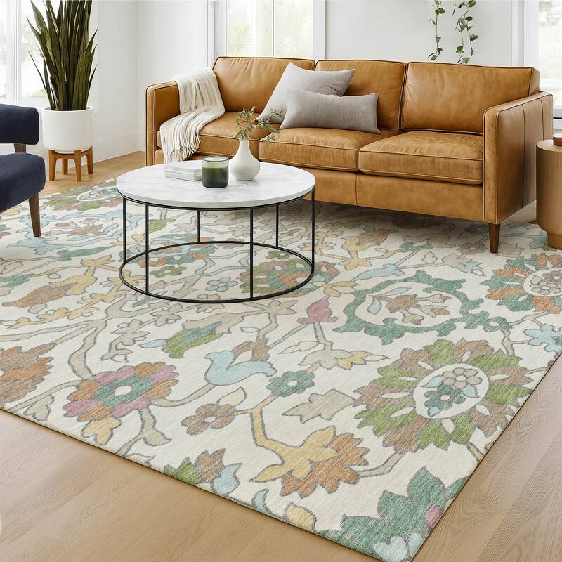 Machine Washable Indoor/ Outdoor Traditional Blanca Chantille Rug