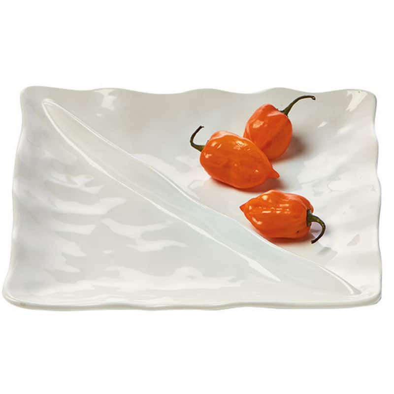 Formoso White Stoneware Square Divided Dish Dinnerware Serving Plate Dishwasher Safe, 10.0 inch