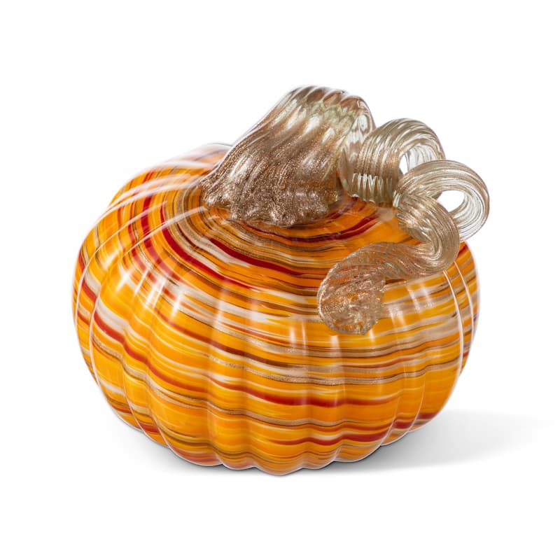 Glitzhome Fall Multi Stripes Glass Pumpkin or Gourd