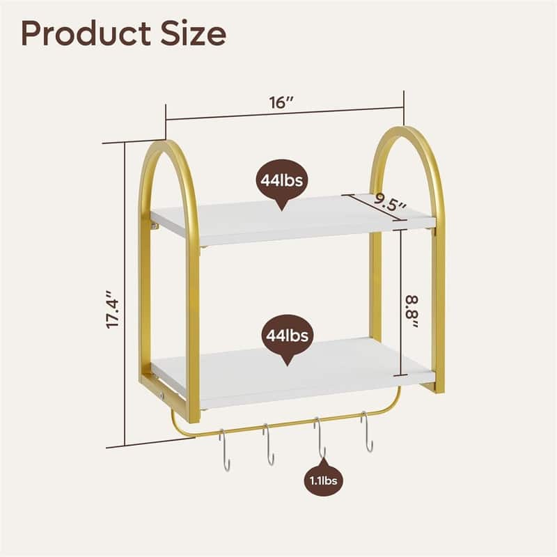 Floating Shelves for Wall Mounted - 9.5"D x 16"W x 17.4"H