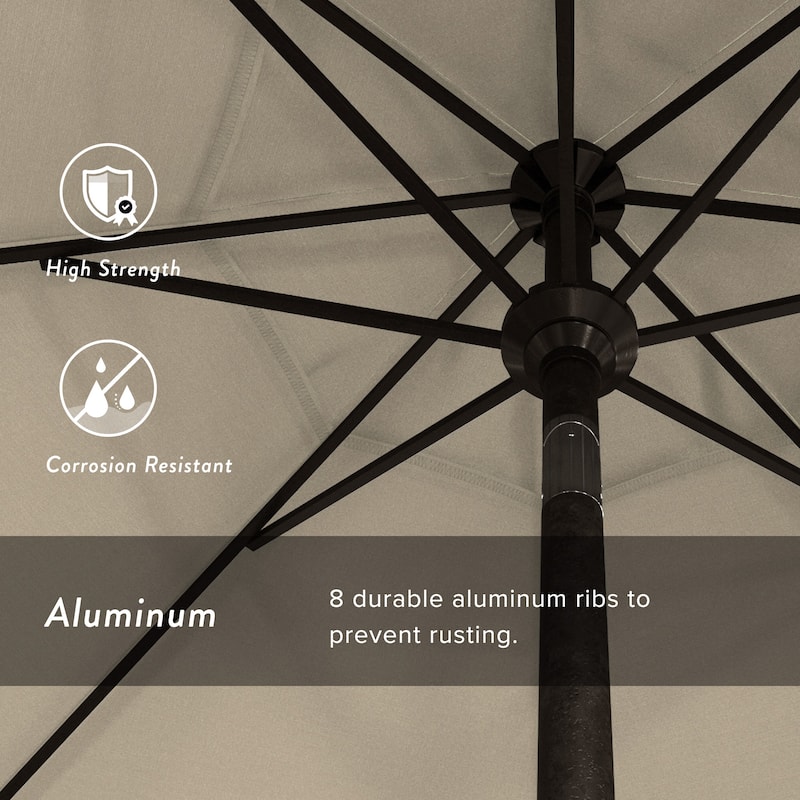 Pompano 9ft Crank Lift Push Button Tilt Round Patio Umbrella by Havenside Home, Base Not Included