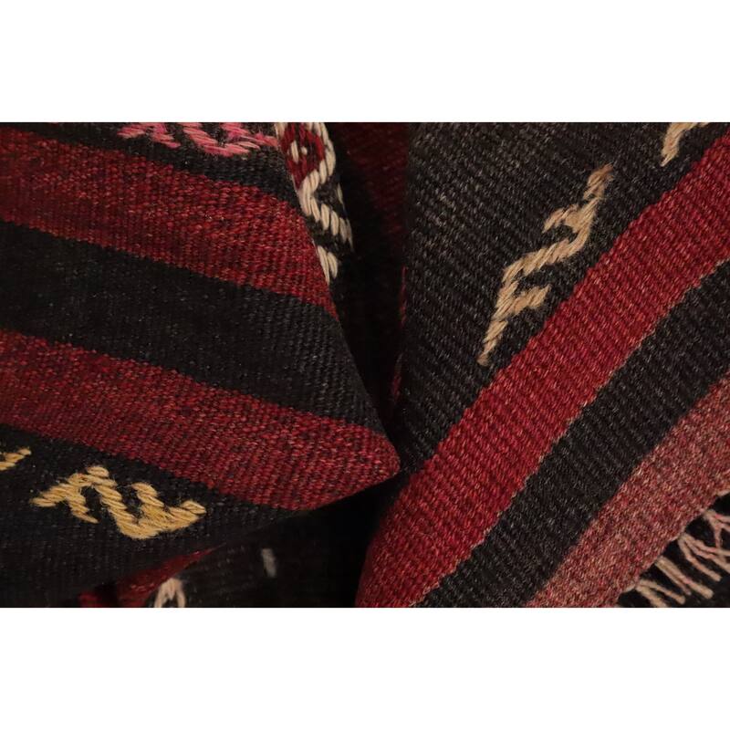 Hand Woven Oriental 100% Wool Carpet Southwestern Tribal Red Kilim Area Rug - 9' 9'' X 5' 11''