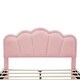 preview thumbnail 6 of 40, Full Size Upholstered Flower-Shape Bed with LED Light Strip & Ottoman,Sherpa Fabric Platform Bed with Wooden Slats Support,Pink
