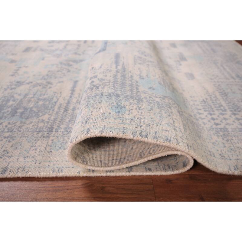 Abstract Modern Area Rug Hand-Knotted Beige Wool Carpet - 5'4" x 7'9"