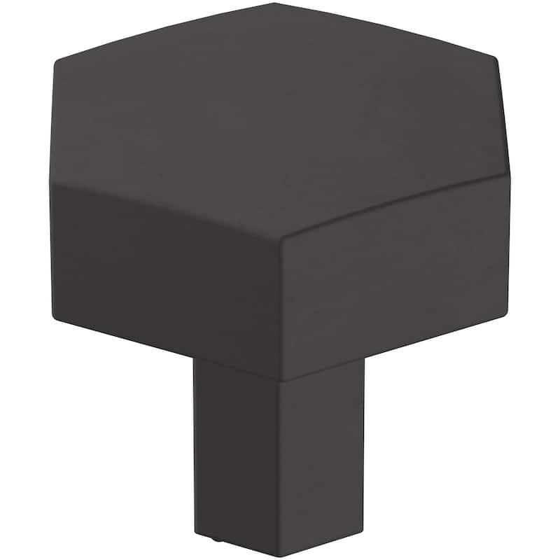 Amerock Caliber 1-1/4 Inch Geometric Cabinet Knob - Matte Black