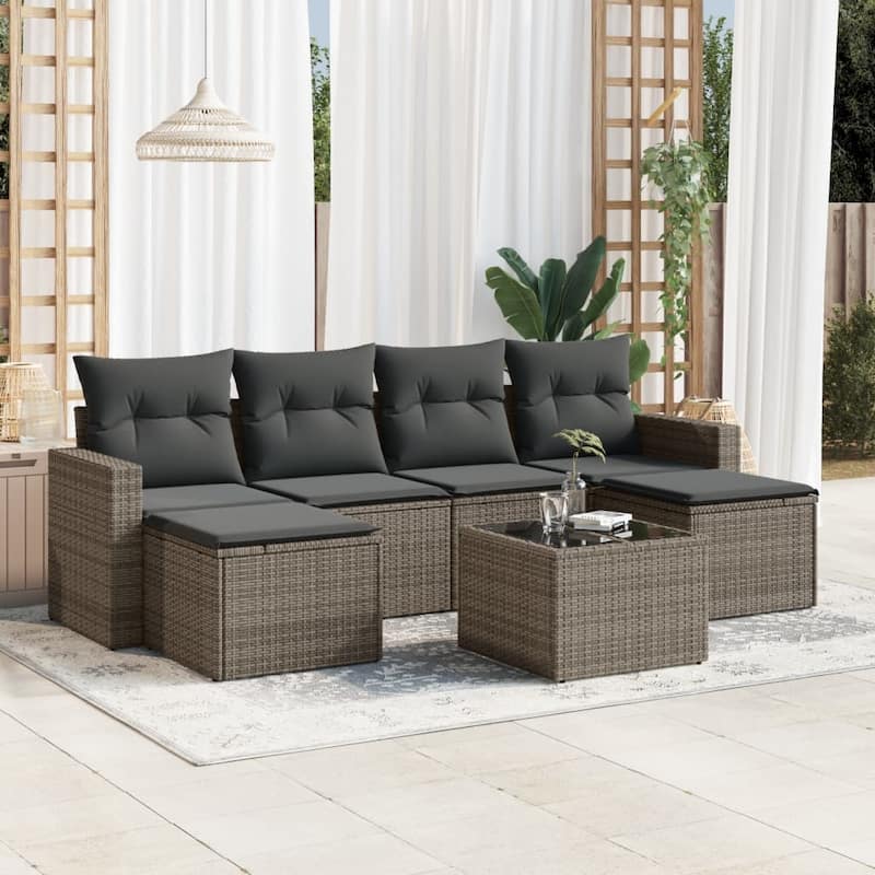 vidaXL Garden Sofa Set Gray PE rattan Large Modular Garden Sofa Set - 21.7 x 21.7 x 14.6