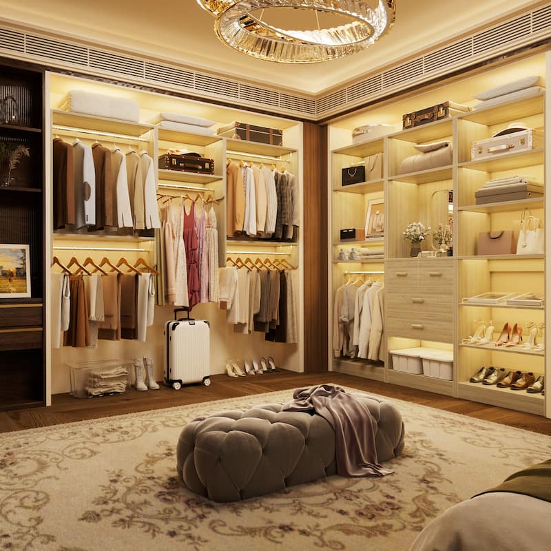 Cimly Set of 4 Closet System with Shoe Rack and Hanging Rods, 120'' Modular Heavy-duty Wall-mounted Closet Organizers