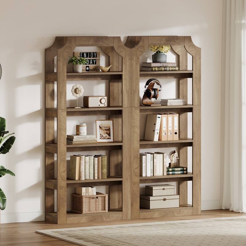 Tall 5 Shelf Bookcase, Storage And Display Bookshelf For Home Office And Living Room