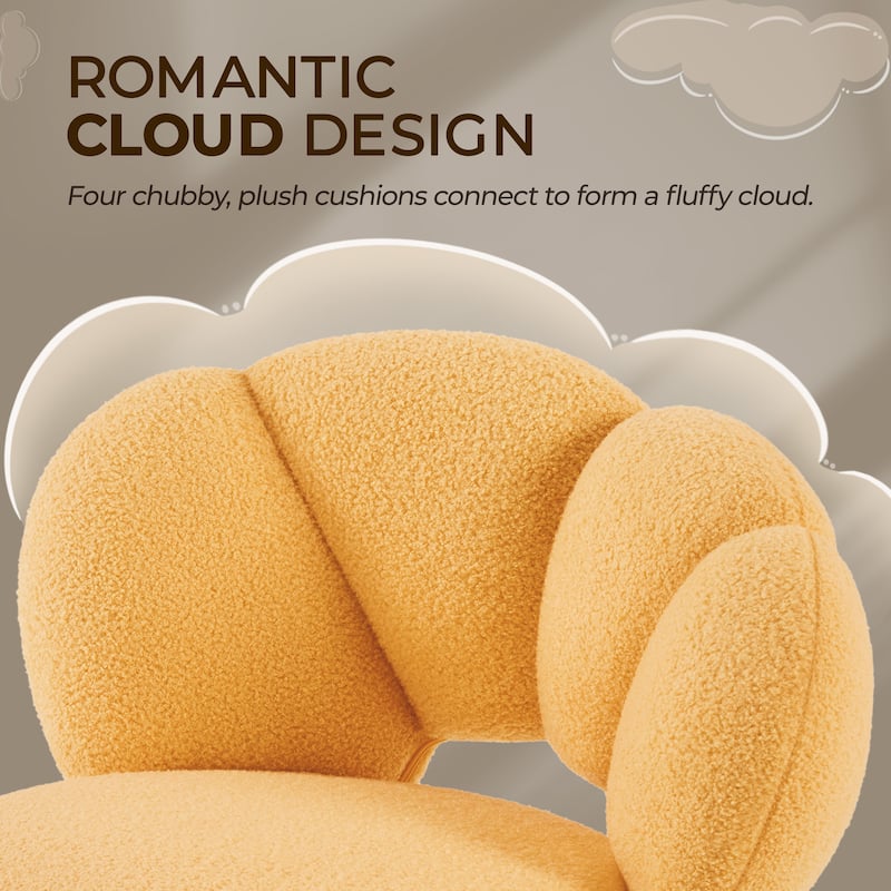 Yaheetech Upholstered Desk Chair Rolling Computer Chair with Cloud-shaped Backrest