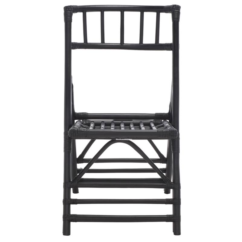 SAFAVIEH Maja Black Rattan Folding Accent Chair Set of 2 (Fully Assembled) - 19Wx28Dx35H