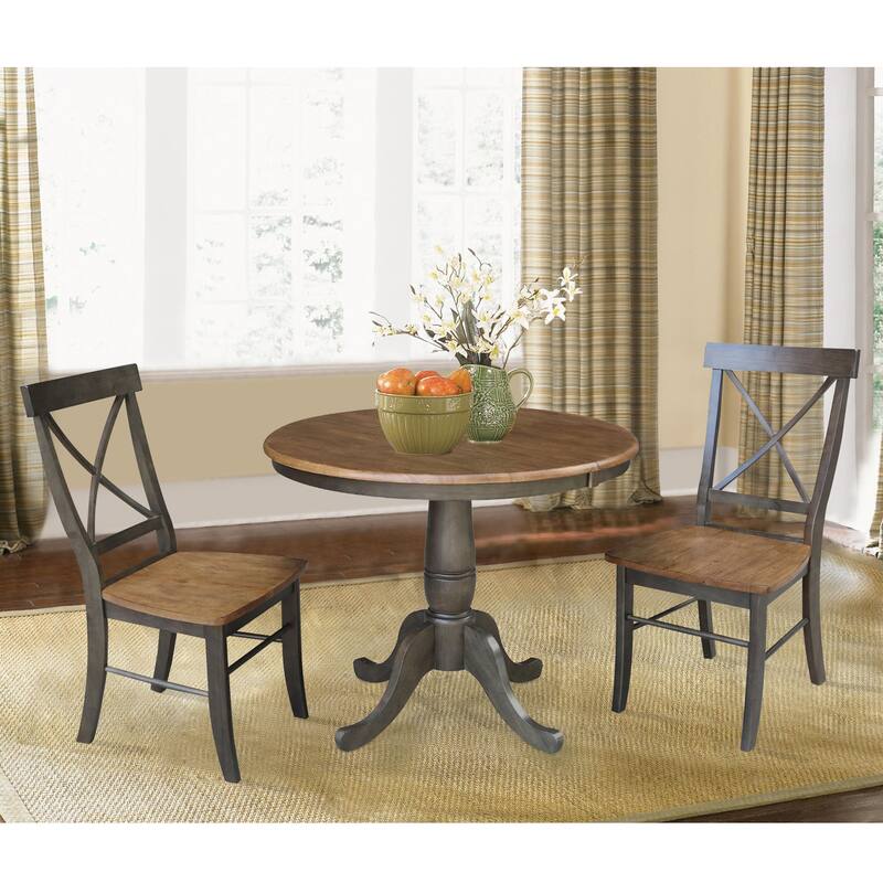 36" Round Extension Dining Table with 2 Chairs