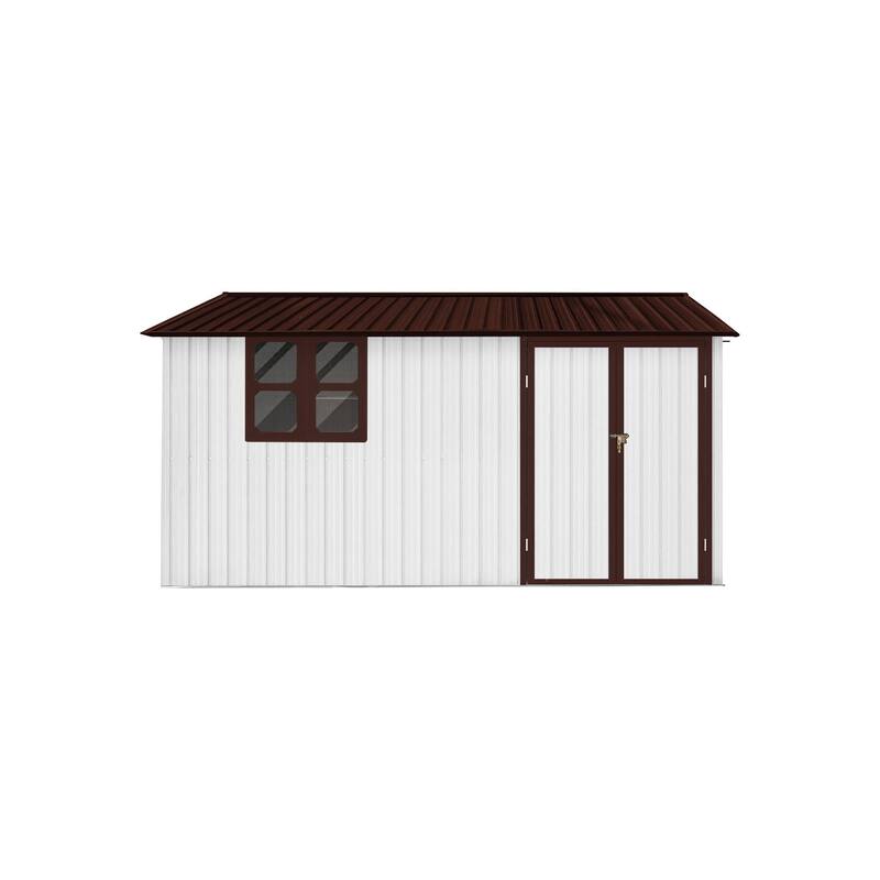 Outdoor 12 x 10 ft. Metal Storage Shed with Window and Vents and Hinged Door and Padlock