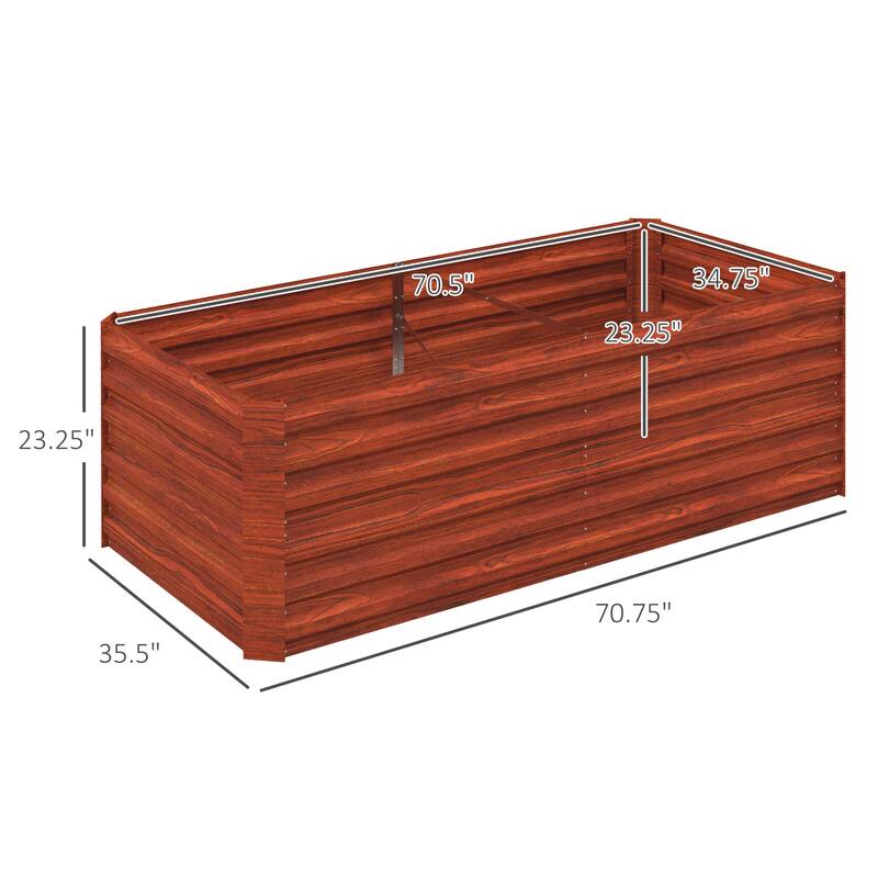 Countryside Style Garden Bed with Metal Planter Box Open Bottom, for Vegetables Flowers and Herbs, Dark Brown - 8' x 10'