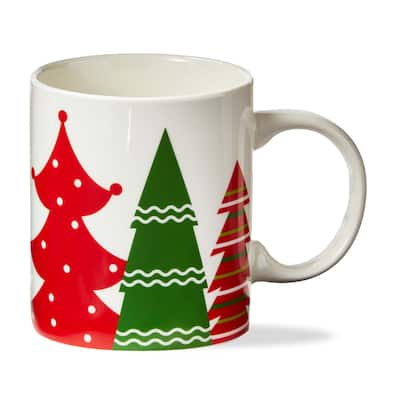 Cheerful Tree Bone China Mug - 12oz Multicolor Drinkware, Dishwasher Safe, Perfect for Christmas, 3.25" x 3.25" x 3.5"