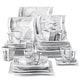 preview thumbnail 41 of 45, MALACASA Flora Wavy Modern Porcelain Dinnerware Set (Service for 6) Grey - 30 Piece