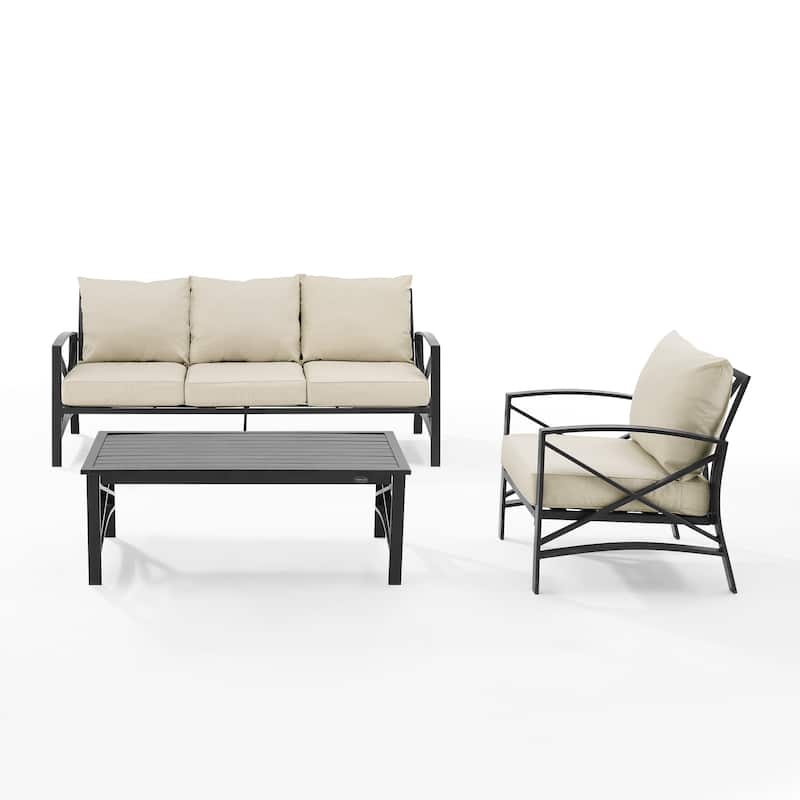 Crosley Kaplan 3Pc Outdoor Sofa Patio Furniture Set - 119 W x 68.5 D x 32 H