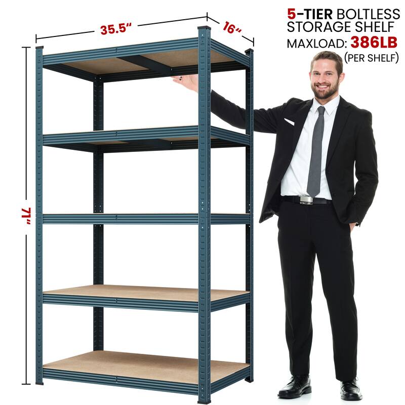Yaheetech 71in 5-Tier Metal MDF Storage Rack, Adjustable Shelves, 386lb Capacity for Each Shelf
