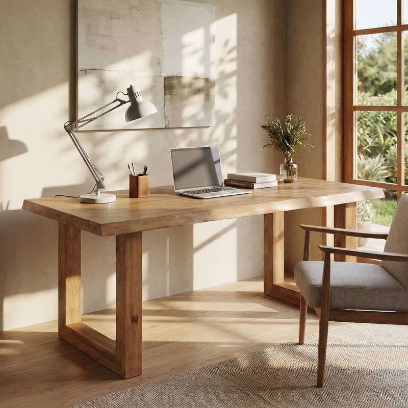 63" Solid Wood Home Office Desk