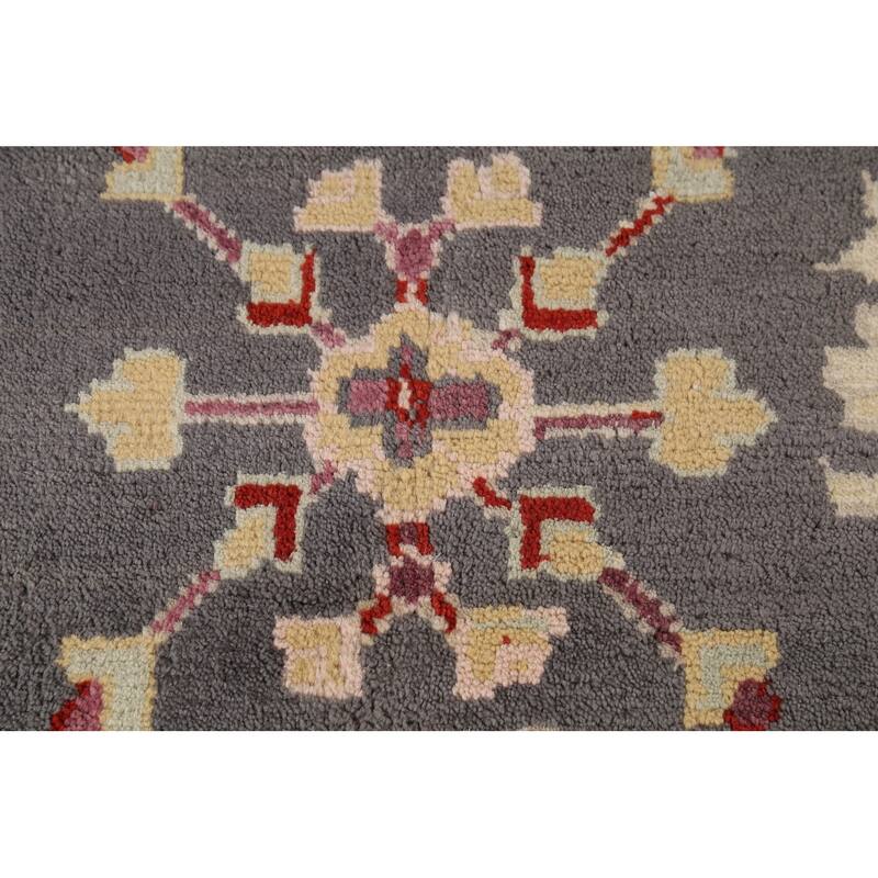 All-Over Grey Oushak Oriental Area Rug Handmade Wool Carpet - 8'11"x 11'10"