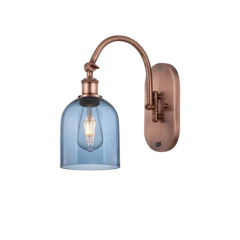 Innovations Lighting 518-1W-13-6 Bella Sconce Bella 13" Tall Wall - Antique Copper / Princess Blue