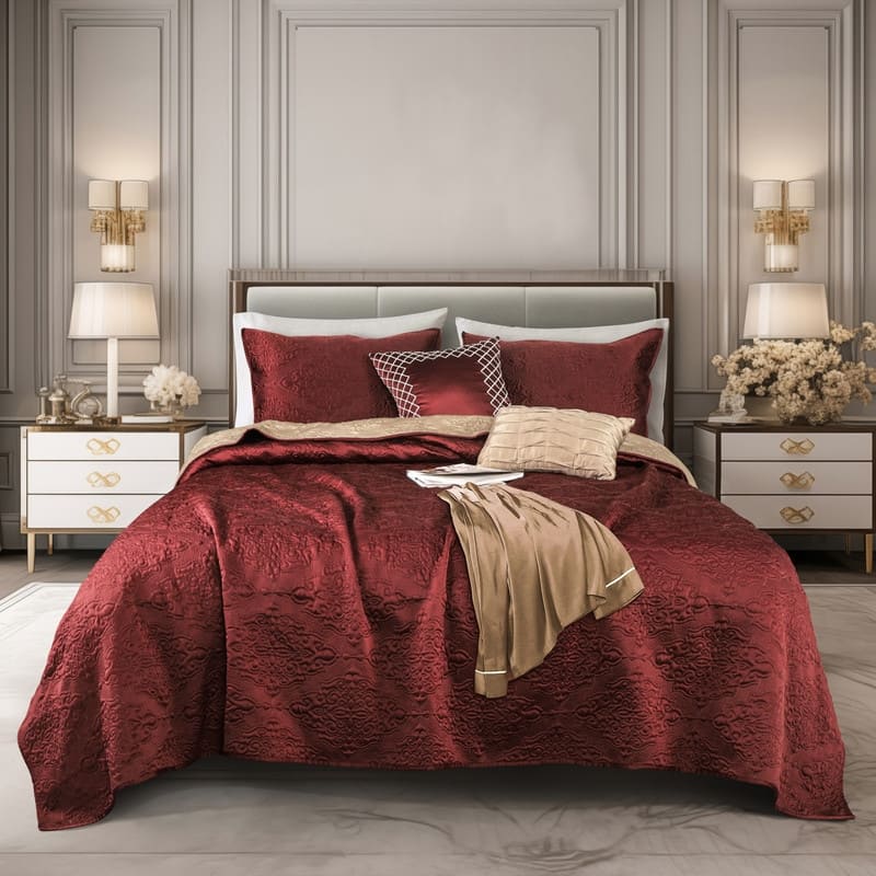 Wonderful Satin Quilt Set Cooling 5-Piece Bedding Set for Summer