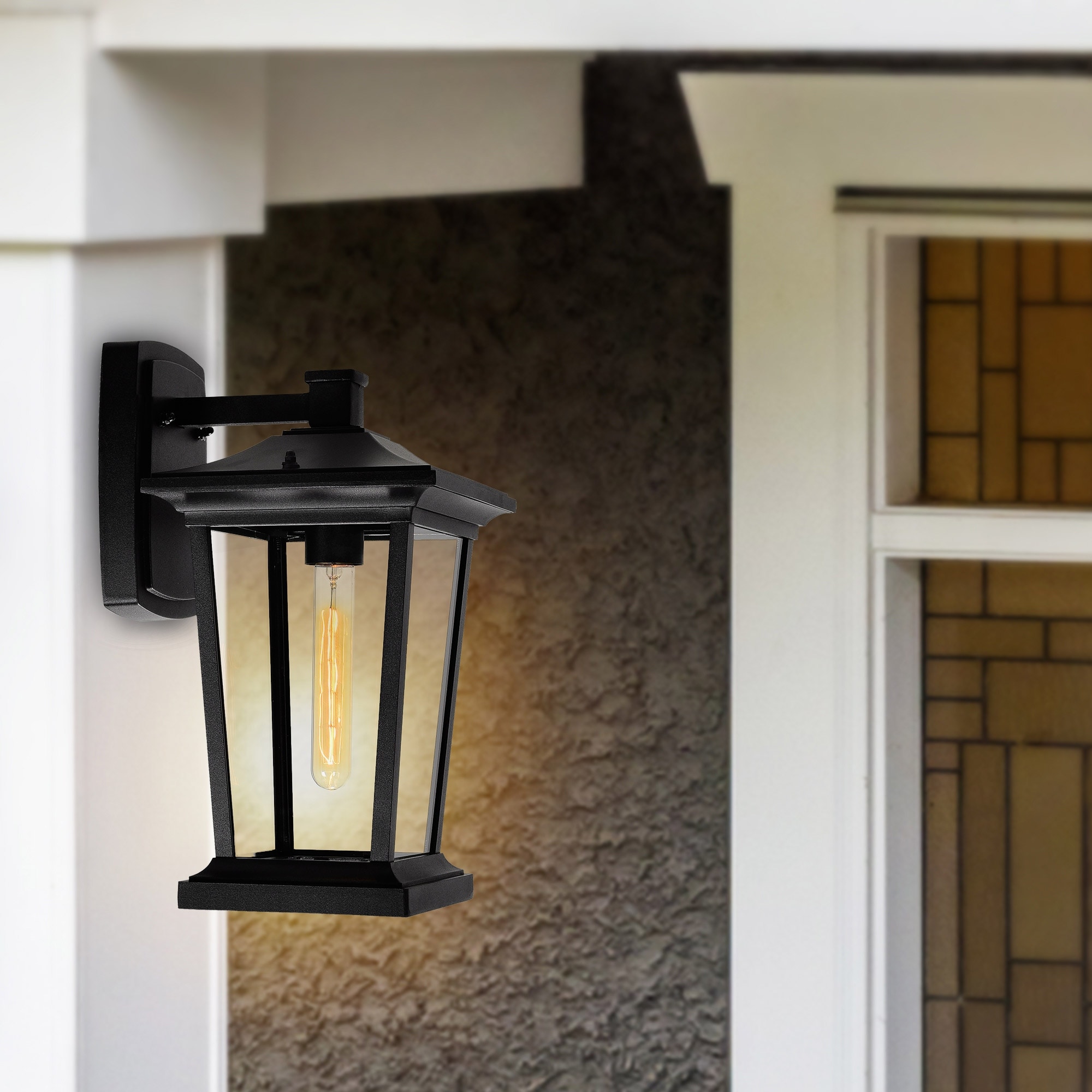 CWI Lighting Leawood 1 Light 8in Black Outdoor Wall Light