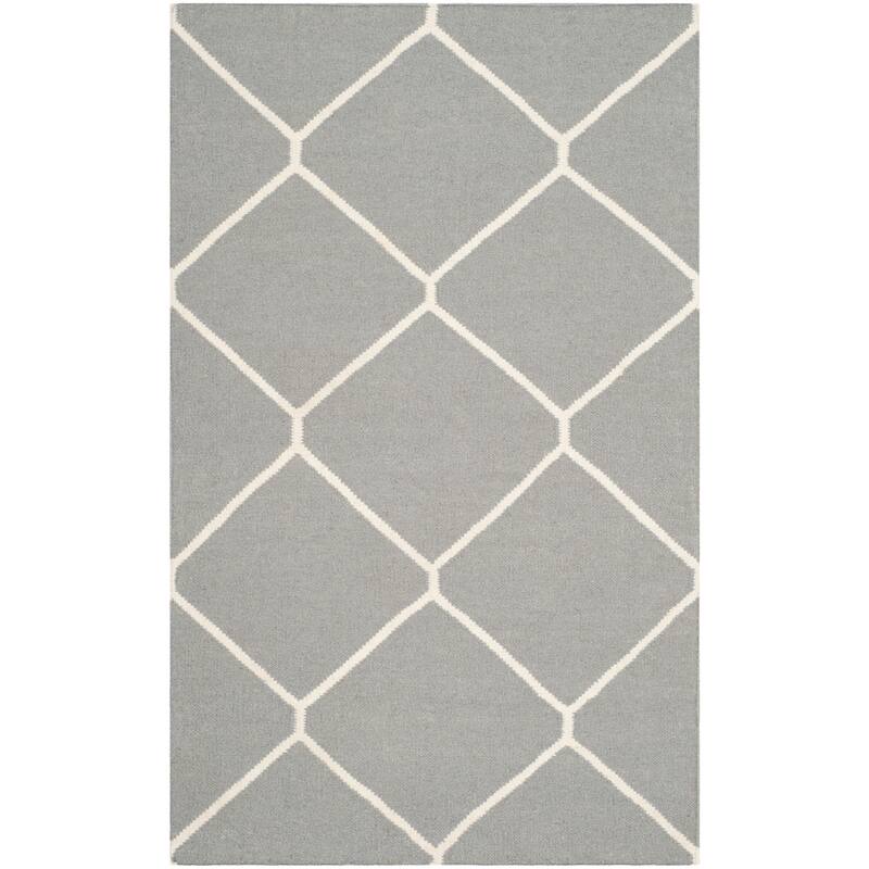 SAFAVIEH Handmade Flatweave Dhurries Walty Modern Moroccan Wool Rug - 3' x 5' - Grey/Ivory