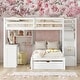 preview thumbnail 1 of 7, Modern Full Over Twin Bunk Bed With Desk,Drawers and Shelves