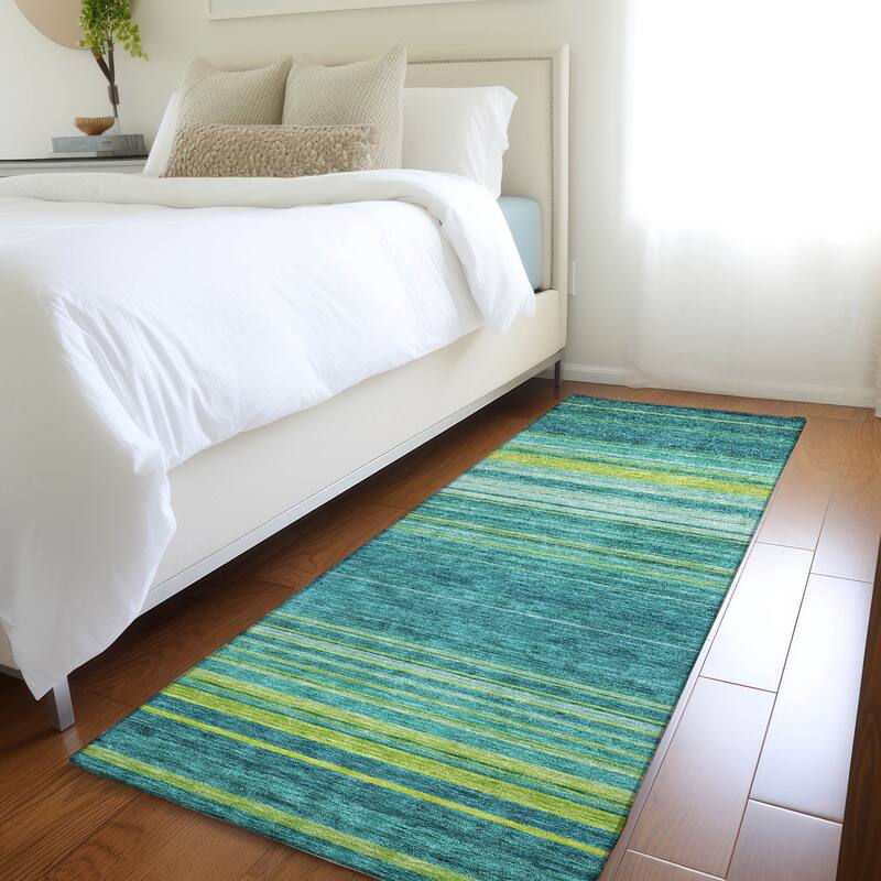 Premium Washable Super Soft Modern Stripes Mayfield Rug - Teal - 2'3" x 7'6"