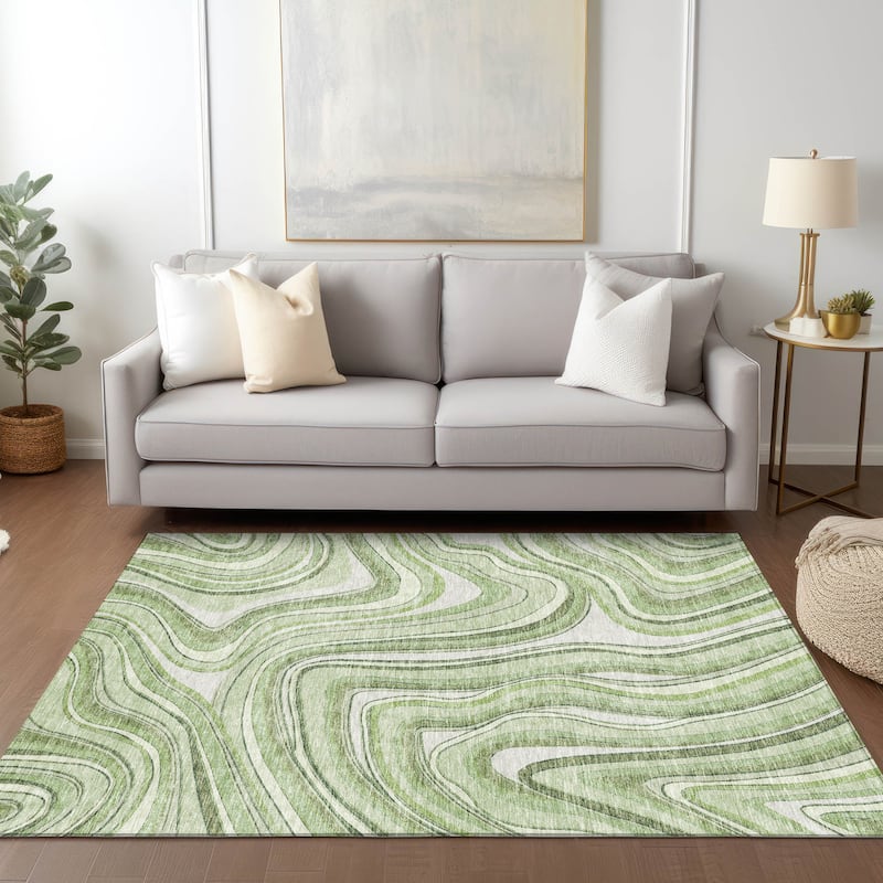 Machine Washable Indoor/ Outdoor Chantille Contemporary Abstract Rug