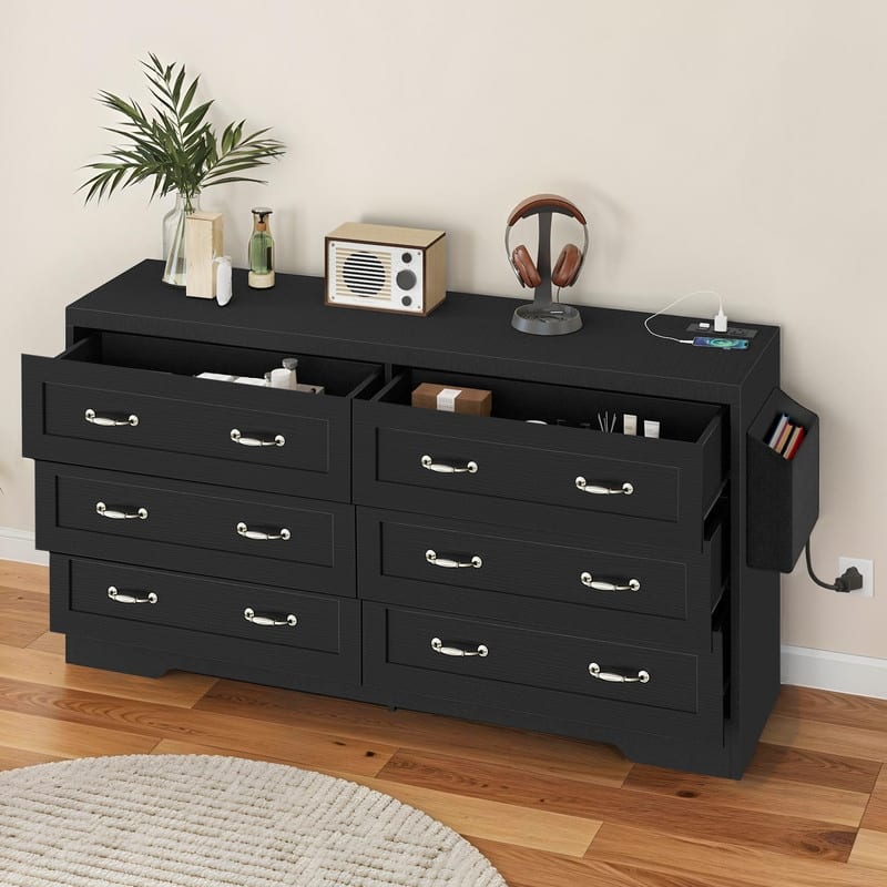 Moasis 6-Drawer 7-Drawer Double Dresser with Power Outlet and Organizer Bag