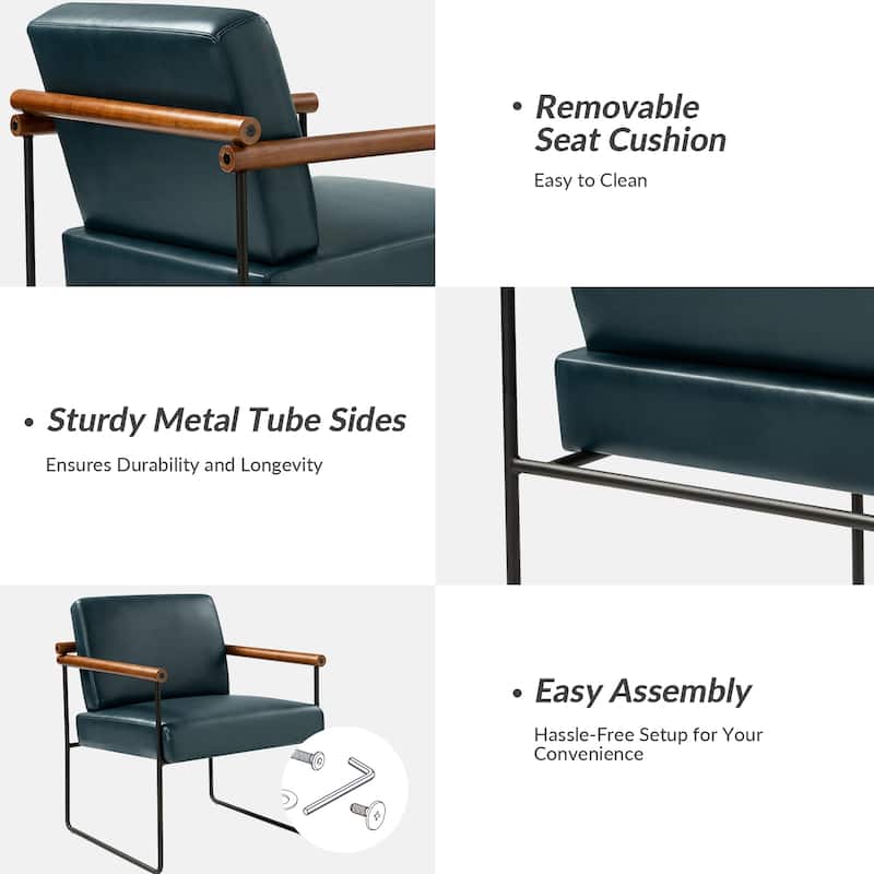 Justo Modern Accent Armchair with Metal Base and Removable Cushion By HULALA HOME
