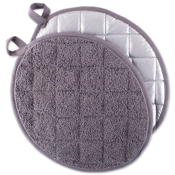 Shop Set Of 2 Gray And Silver Colored Terry Cloth Oval Potholders
