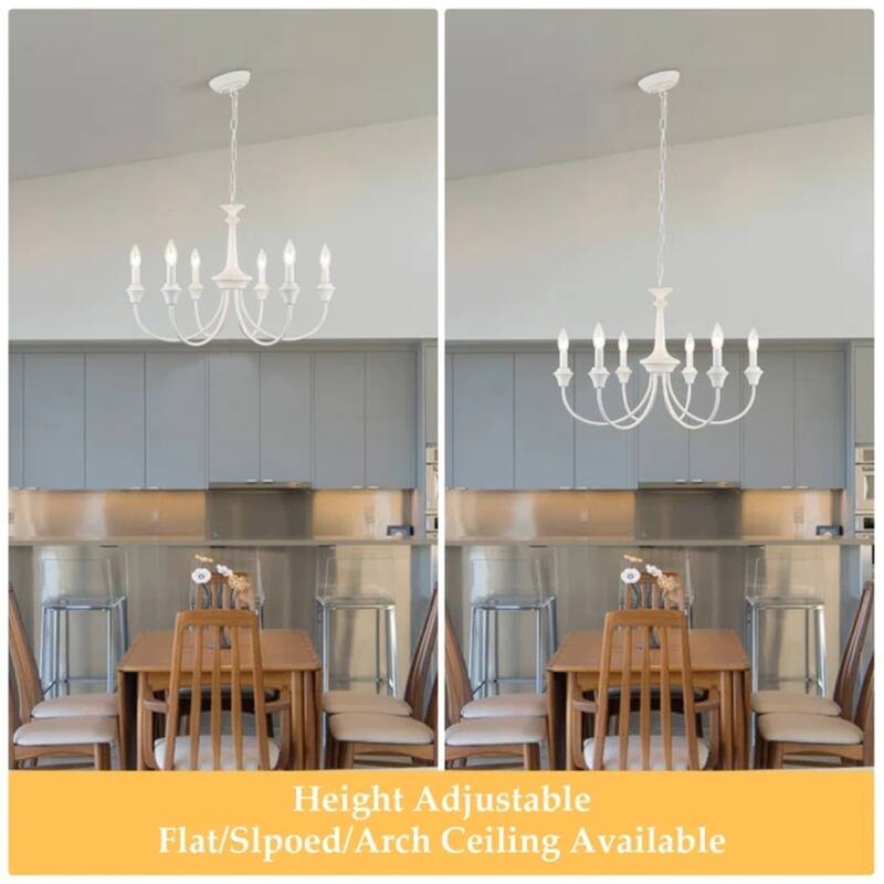 6-Light Modern Chandelier , Farmhouse Candle Chandelier for Dining Room Living Room Bedroom Kitchen - W24.4"x H15.55"