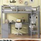 preview thumbnail 1 of 8, Grey Full Wood Loft Bed with Wardrobe, L-shaped Desk and Storage Shelves Grey - Full