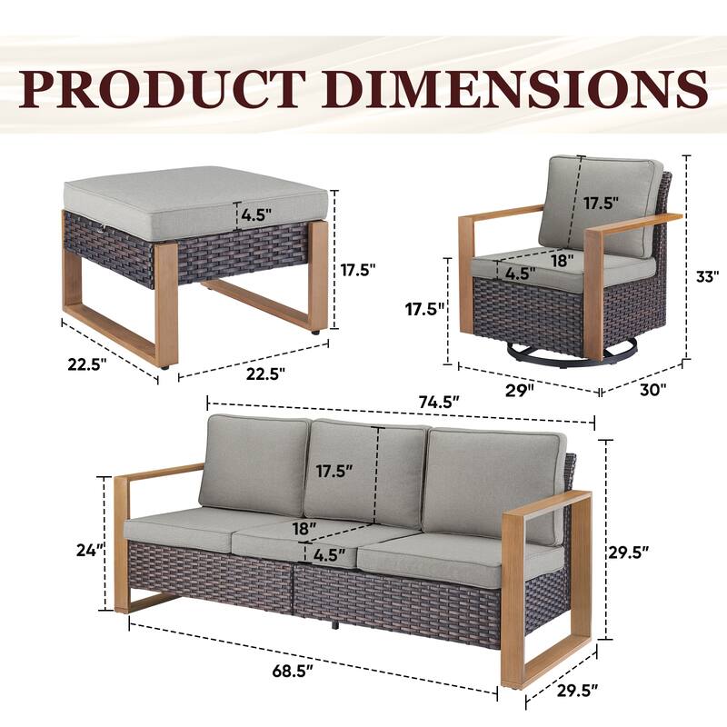 Gymojoy Outdoor Wicker Patio Furniture Sofa Set