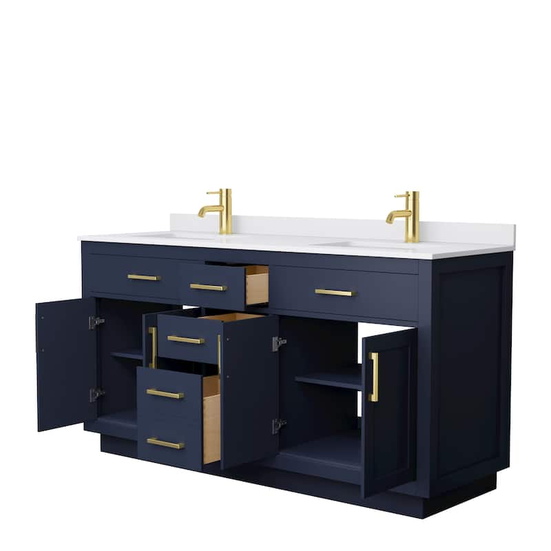 Beckett TK 66-inch Double Vanity, Cultured Marble Top