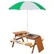 preview thumbnail 2 of 18, Outsunny Kids Picnic Table with Umbrella and Storage Inside, Sand and Water Table, Kids Outdoor Furniture - 36.5" x 33.5" x 19"