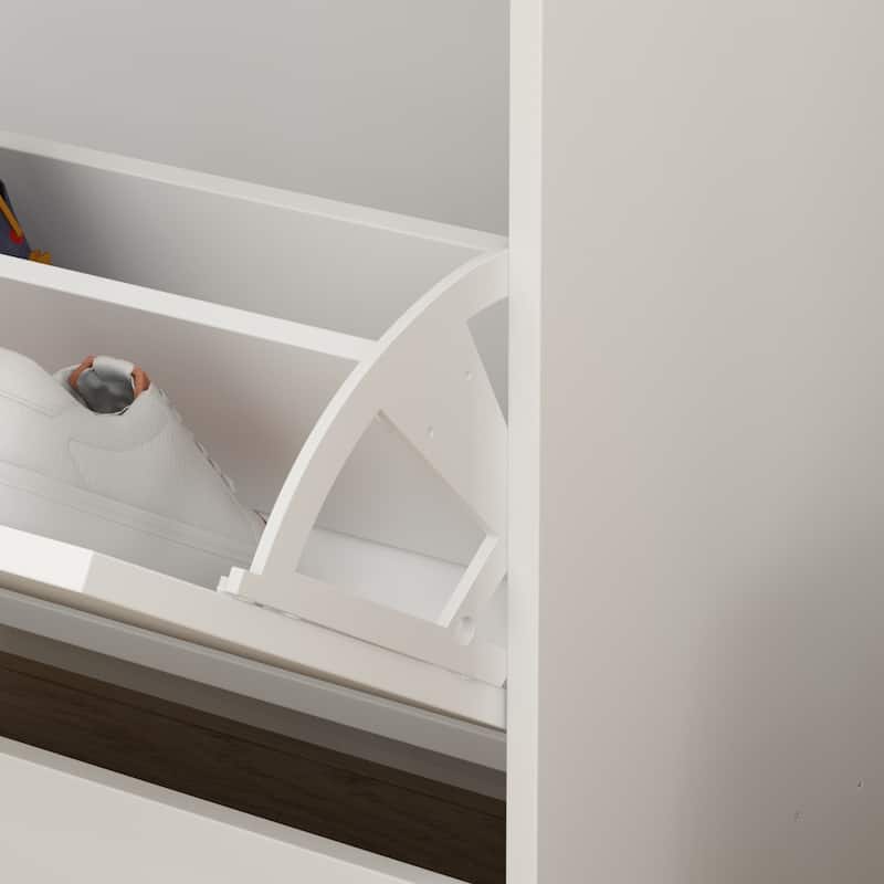 23.6"W Trendy Shoe Storage Cabinet with 3 Large Fold-Out Drawers