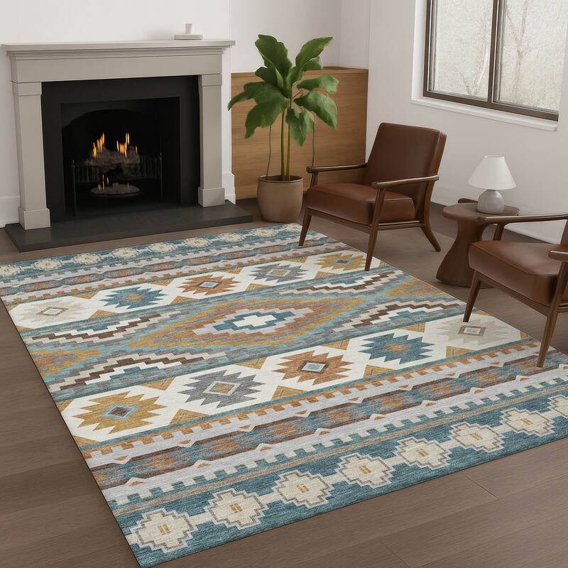 Machine Washable Indoor/ Outdoor Modern Ottawa Chantille Rug